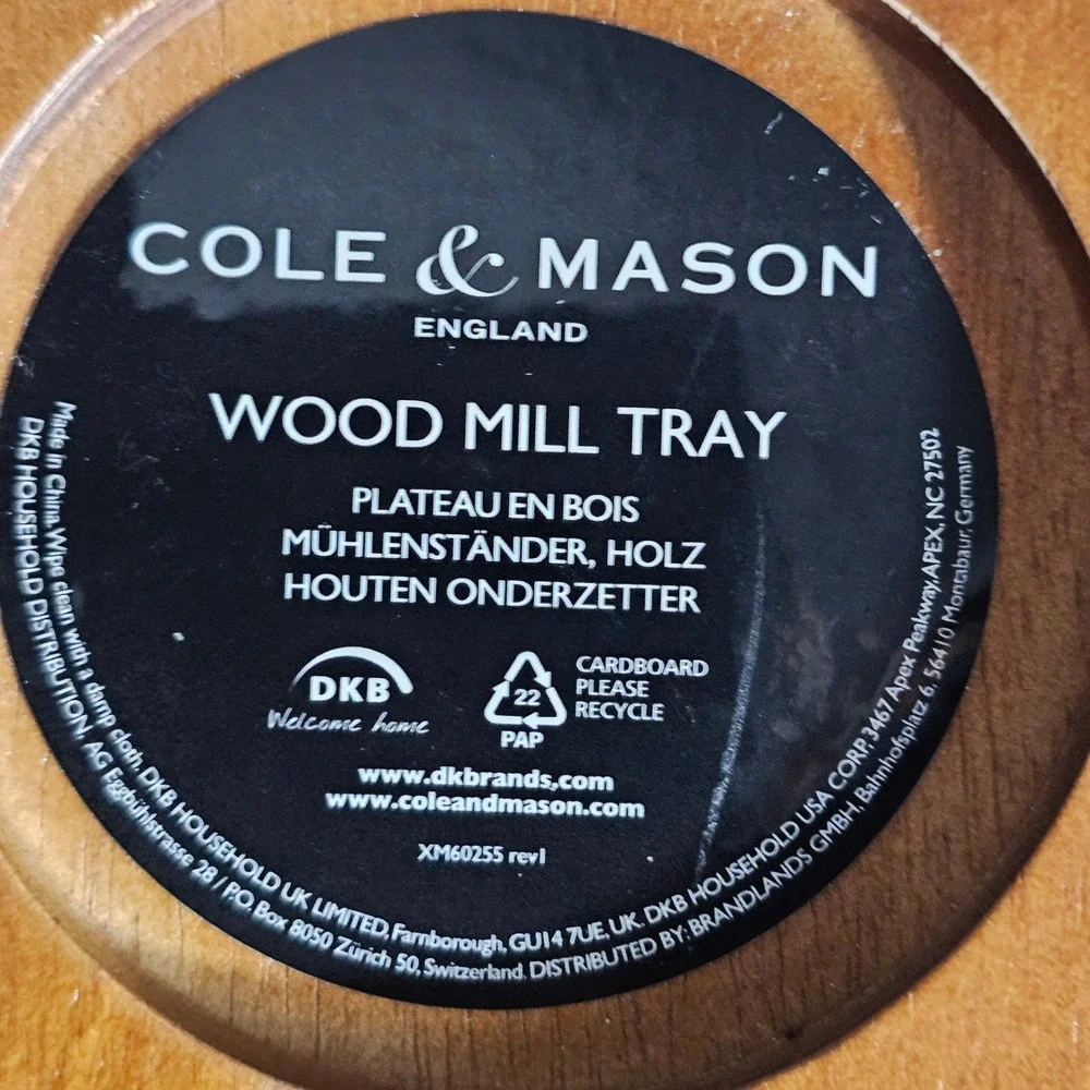 Cole & Mason Wood Mill Tray Salt and Pepper Grinder Stand Brown Wood